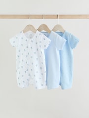 Blue Two Way Zip Baby Rompers 3 Pack (0mths-3yrs) - Image 1 of 12