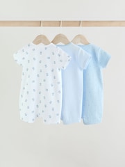 Blue Two Way Zip Baby Rompers 3 Pack (0mths-3yrs) - Image 2 of 12