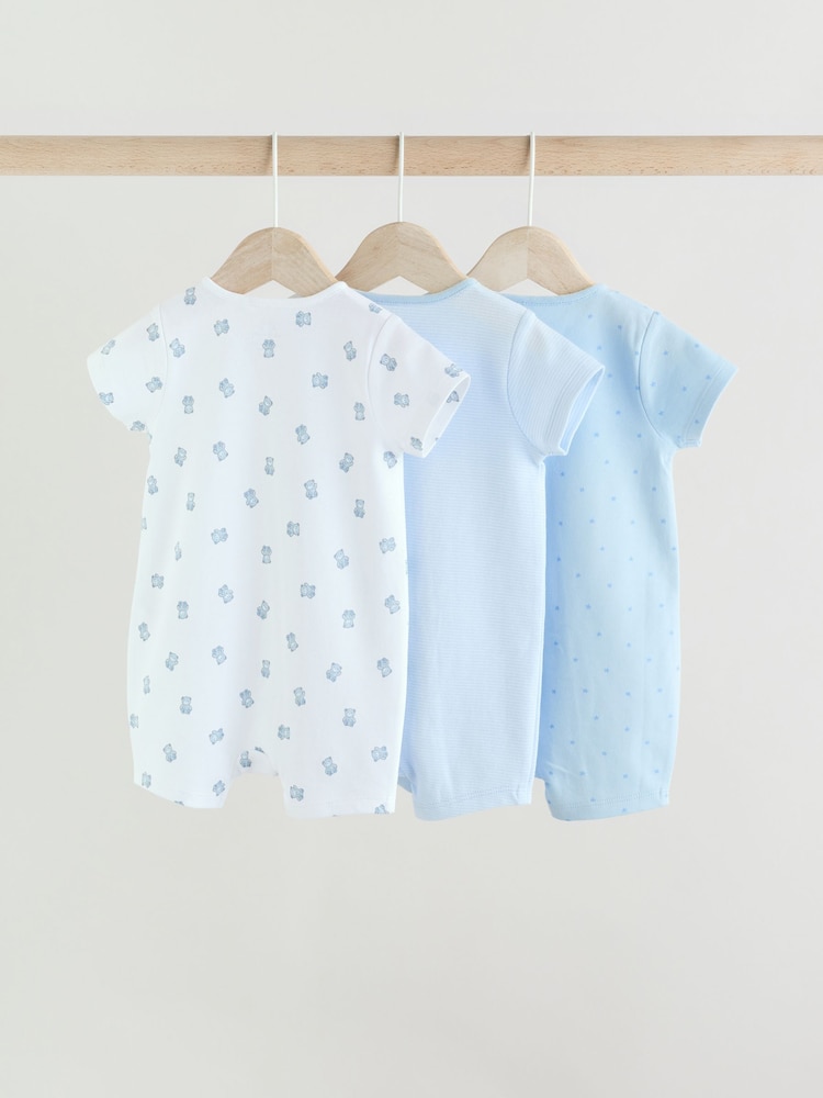 Blue Two Way Zip Baby Rompers 3 Pack (0mths-3yrs) - Image 2 of 12