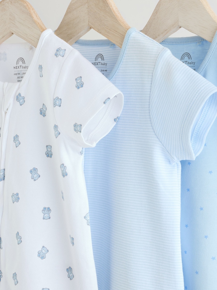 Blau - Baby-Strampler mit Zwei-Wege-Reißverschluss im 3er Pack (0 Monate bis 3 Jahre) - Image 7 of 12