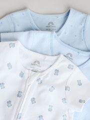 Blue Two Way Zip Baby Rompers 3 Pack (0mths-3yrs) - Image 8 of 12