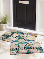 Blue Welcome Floral Doormat - Image 3 of 5