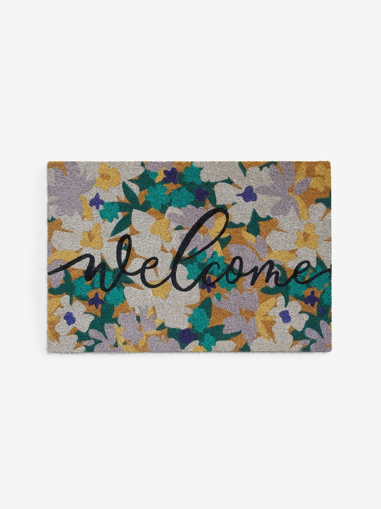 Blue Welcome Floral Doormat - Image 4 of 5