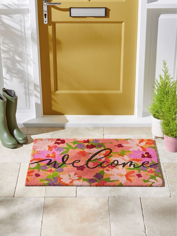 Pink Floral Coir Doormat - Image 2 of 7