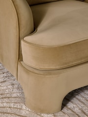 Soft Velvet Camel Brown Ebony Arm Chair - Image 2 of 10