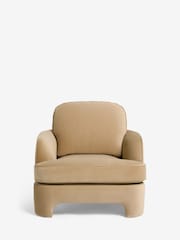 Soft Velvet Camel Brown Ebony Arm Chair - Image 6 of 10