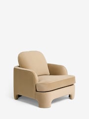 Soft Velvet Camel Brown Ebony Arm Chair - Image 7 of 10