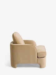 Soft Velvet Camel Brown Ebony Arm Chair - Image 8 of 10