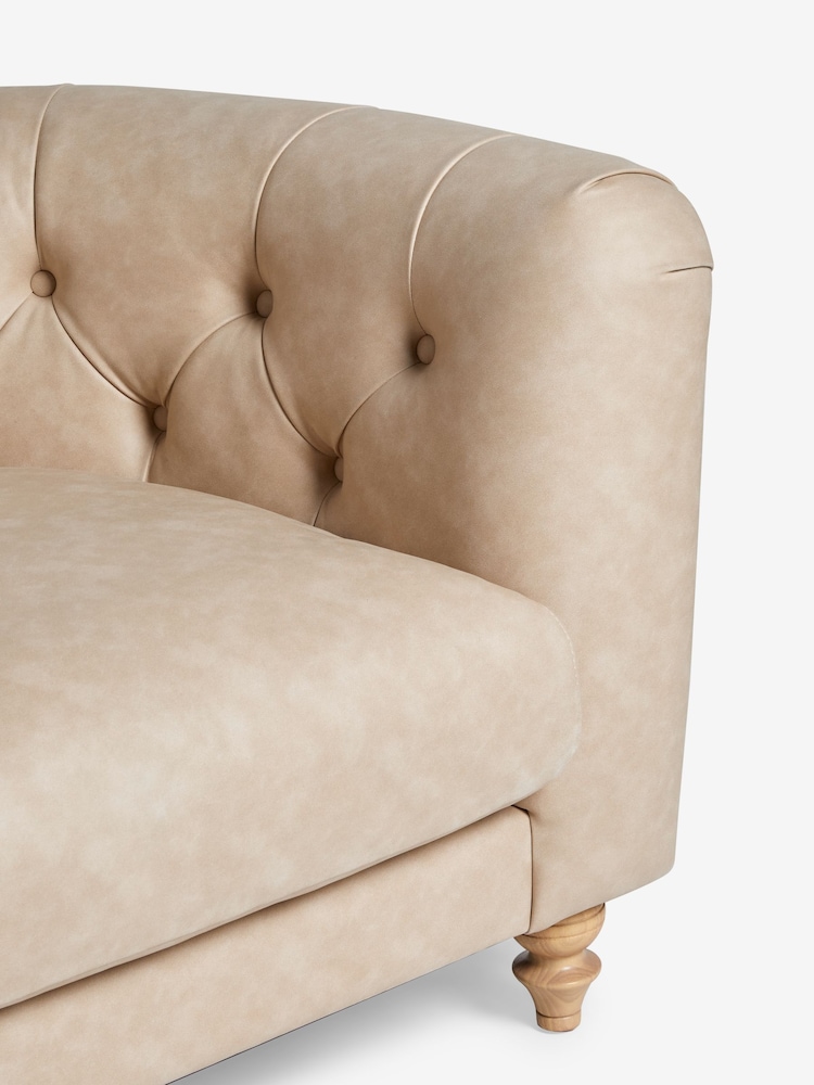 Arona Faux Leather Natural Barber Buttoned Arm Chair - Image 10 of 10 Arona Faux Leather Natural Barber Buttoned Arm Chair - Image 10 of 10