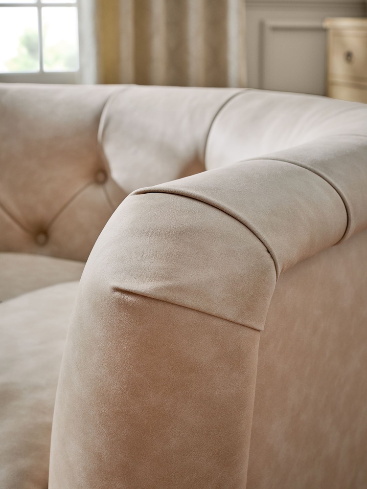 Arona Faux Leather Natural Barber Buttoned Arm Chair - Image 2 of 10 Arona Faux Leather Natural Barber Buttoned Arm Chair - Image 2 of 10