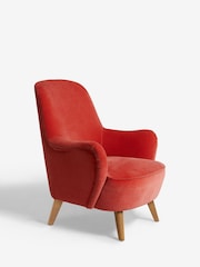 Opulent Chenille Coral Pink Larson Highback Armchair - Image 3 of 10