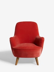 Opulent Chenille Coral Pink Larson Highback Armchair - Image 6 of 10