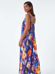 Roman Purple Abstract Print Cropped Jumpsuit - Image 2 of 5