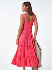 Roman Red Crochet Detail Cotton Blend Maxi Dress - Image 3 of 5