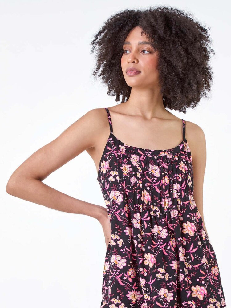 Roman Pink Floral Print Pleat Front Cami Top - Image 2 of 5