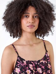 Roman Pink Floral Print Pleat Front Cami Top - Image 4 of 5