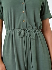 Roman Green Plain Ribbed Stretch Playsuit - Image 5 of 5