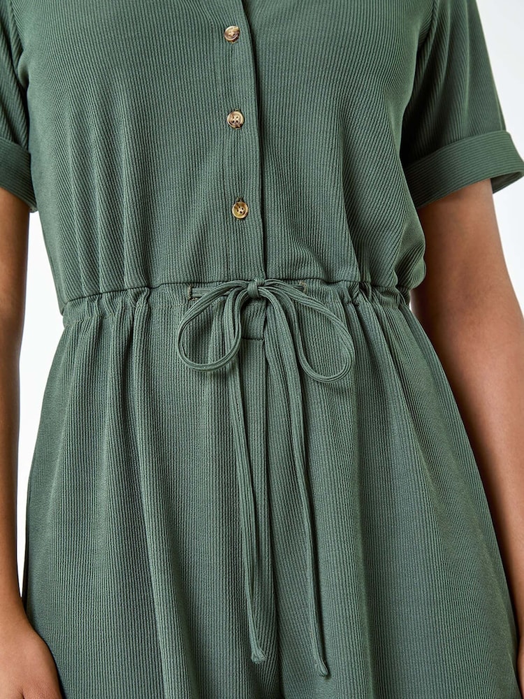Roman Green Plain Ribbed Stretch Playsuit - Image 5 of 5
