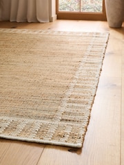 Light Natural Jute Stripe Border Rug - Image 3 of 5