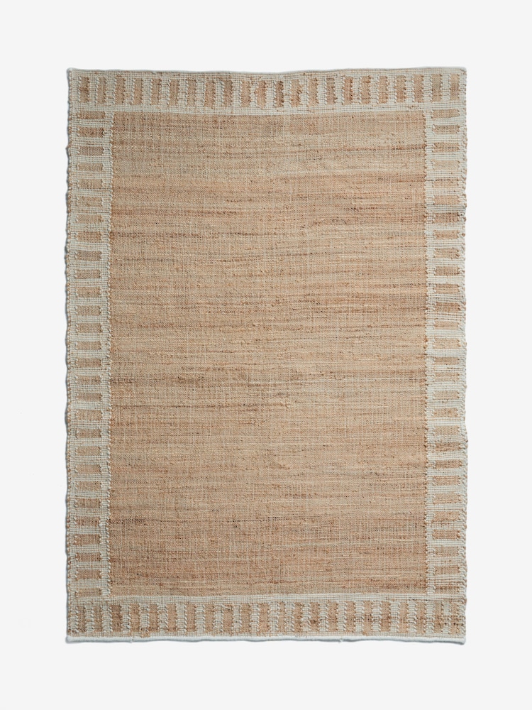 Light Natural Jute Stripe Border Rug - Image 5 of 5