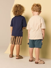 Navy/Stone Short Sleeve T-Shirt & Shorts Set 2 Pack (3mths-7yrs) (3mths-7yrs) - Image 2 of 6