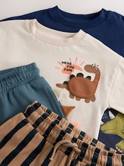 Navy/Stone Short Sleeve T-Shirt & Shorts Set 2 Pack (3mths-7yrs) (3mths-7yrs) - Image 5 of 6