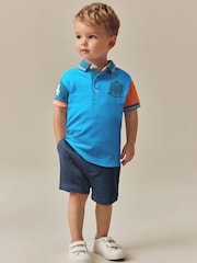 Blue/Orange Short Sleeve Polo Shirt And Shorts Set (3mths-7yrs) - Image 1 of 5