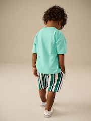 Mint Green Short Sleeve T-Shirt & Pattern Shorts Set (3mths-7yrs) - Image 2 of 9