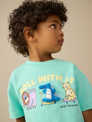 Mint Green Short Sleeve T-Shirt & Pattern Shorts Set (3mths-7yrs) - Image 3 of 9