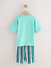 Mint Green Short Sleeve T-Shirt & Pattern Shorts Set (3mths-7yrs) - Image 7 of 9