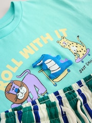 Mint Green Short Sleeve T-Shirt & Pattern Shorts Set (3mths-7yrs) - Image 9 of 9