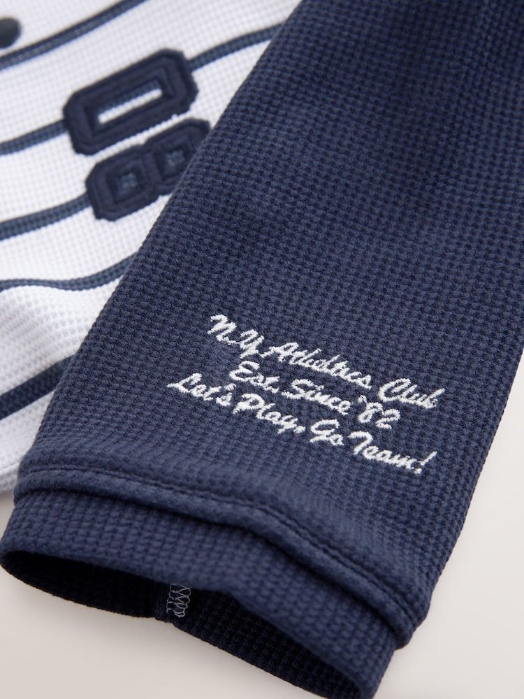 White/Navy Baseball Short Sleeve Jersey Shirt & Shorts Set (3mths-7yrs) (3mths-7yrs) - Image 10 of 10