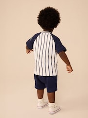 White/Navy Baseball Short Sleeve Jersey Shirt & Shorts Set (3mths-7yrs) (3mths-7yrs) - Image 3 of 10