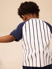 White/Navy Baseball Short Sleeve Jersey Shirt & Shorts Set (3mths-7yrs) (3mths-7yrs) - Image 4 of 10