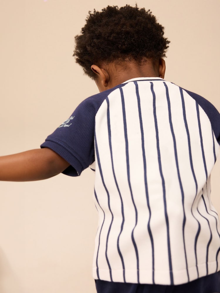 White/Navy Baseball Short Sleeve Jersey Shirt & Shorts Set (3mths-7yrs) (3mths-7yrs) - Image 4 of 10