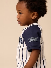 White/Navy Baseball Short Sleeve Jersey Shirt & Shorts Set (3mths-7yrs) (3mths-7yrs) - Image 5 of 10