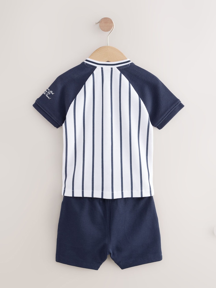 White/Navy Baseball Short Sleeve Jersey Shirt & Shorts Set (3mths-7yrs) (3mths-7yrs) - Image 8 of 10