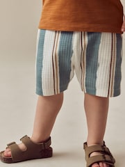 Rust Brown Short Sleeve Polo Shirt & Stripe Shorts Set (3mths-7yrs) - Image 5 of 6
