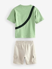 Khaki Green Short Sleeve Bumbag T-Shirt & Shorts Set (3mths-7yrs) - Image 5 of 8