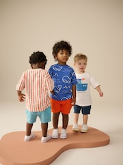 Blue 100% Cotton Short Sleeve T-Shirts & Shorts Set 3 Pack (3mths-7yrs) - Image 1 of 4