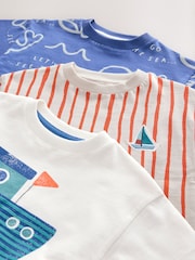 Blue Short Sleeve T-Shirts & Shorts Set 3 Pack (3mths-7yrs) - Image 10 of 11