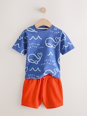 Blue Short Sleeve T-Shirts & Shorts Set 3 Pack (3mths-7yrs) - Image 5 of 11