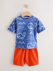 Blue Short Sleeve T-Shirts & Shorts Set 3 Pack (3mths-7yrs) - Image 6 of 11