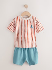 Blue Short Sleeve T-Shirts & Shorts Set 3 Pack (3mths-7yrs) - Image 8 of 11