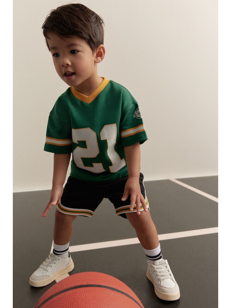 Green American Football Short Sleeve Jersey Shirt & Shorts Set (3mths-7yrs) (3mths-7yrs) - Image 4 of 12