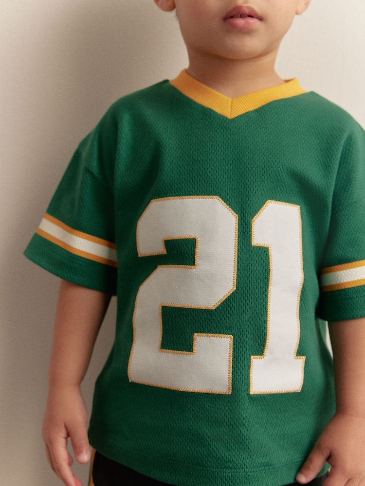 Green American Football Short Sleeve Jersey Shirt & Shorts Set (3mths-7yrs) (3mths-7yrs) - Image 7 of 12