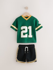Green American Football Short Sleeve Jersey Shirt & Shorts Set (3mths-7yrs) (3mths-7yrs) - Image 8 of 12