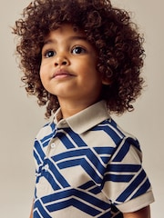 Blue Abstract Print Short Sleeve Polo Shirt And Shorts Set (3mths-7yrs) - Image 2 of 8