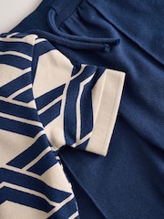 Blue Abstract Print Short Sleeve Polo Shirt And Shorts Set (3mths-7yrs) - Image 8 of 8