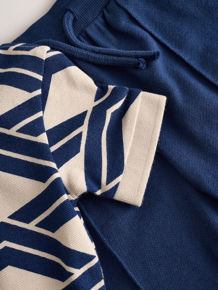 Blue Abstract Print Short Sleeve Polo Shirt And Shorts Set (3mths-7yrs) - Image 8 of 8